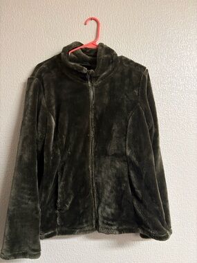 32 Degrees Olive Green Plush Zip-Up Jacket